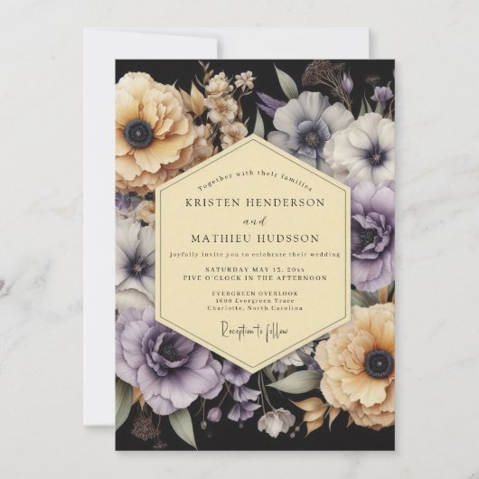 Invitation Noces Lavande Or Nocturne (Devant)