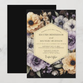 Invitation Noces Lavande Or Nocturne (Devant / Derrière)