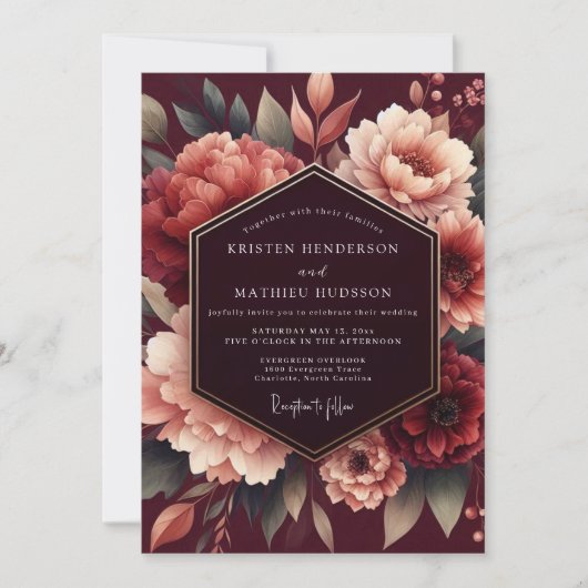Invitation Noces Merlot Poetic Bloom (Devant)