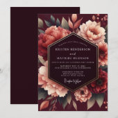 Invitation Noces Merlot Poetic Bloom (Devant / Derrière)