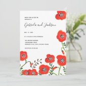 Invitation Noces modernes de coquelicots rouges floraux (Debout devant)