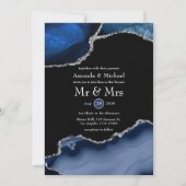 Invitation Noces Navy et Agate Argent (Devant)
