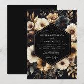 Invitation Noces Nocturne Crème Charbon (Devant / Derrière)