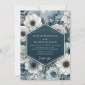 Invitation Noces Nocturne Fleur Bleu Ardoise (Devant)