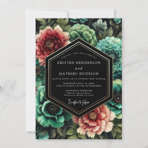 Invitation Noces Nocturne Florale Sarcelle