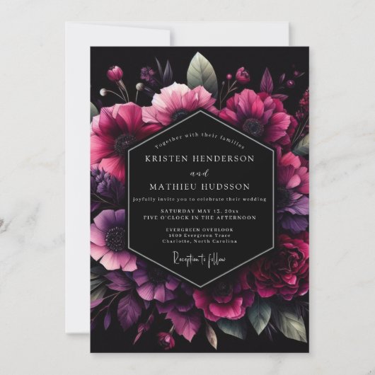 Invitation Noces Nocturne Magenta Bloom (Devant)