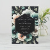 Invitation Noces Nocturne Teal Bloom (Debout devant)