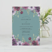 Invitation Noces Paeonie Acier Prune (Debout devant)