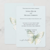 Invitation Noces Papillon Menthe (Devant / Derrière)