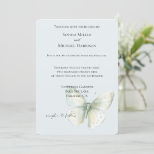 Invitation Noces Papillon Menthe