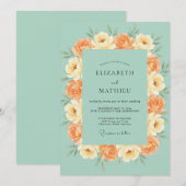 Invitation Noces Péché de Mer Ranunculus Gris Eucalyptus (Devant / Derrière)