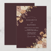 Invitation Noces Pétales de Crème de Prune (Devant / Derrière)