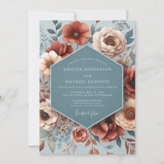Invitation Noces poétiques en terre cuite ardoise (Devant)