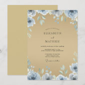 Invitation Noces Ranunculus Eucalyptus Acier Ocres (Devant / Derrière)