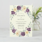Invitation Noces Ranunculus Eucalyptus Crème Améthyste (Debout devant)