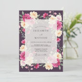Invitation Noces Ranunculus Profond Prune Eucalyptus Doux (Debout devant)