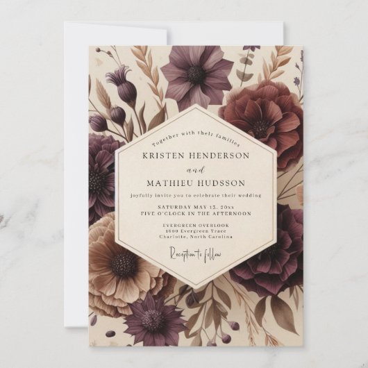 Invitation Noces Romance d'Automne Fleur de Prunier (Devant)