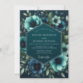Invitation Noces Romance Moody Anémone Turquoise (Devant)