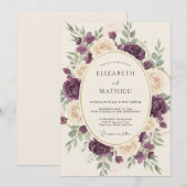 Invitation Noces Romantiques à la Fleur de Prunier (Devant / Derrière)