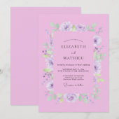 Invitation Noces Romantiques Fleur de Lavande Douce (Devant / Derrière)
