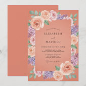 Invitation Noces Romantiques Fleur de Pêcher (Devant / Derrière)