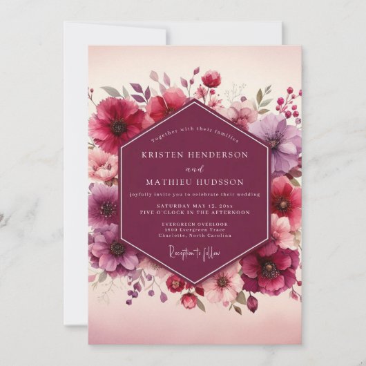 Invitation Noces Romantiques Fleur de Prunier (Devant)