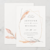 Invitation Noces rousses Roses à l'aquarelle dessinée à la ma (Devant / Derrière)