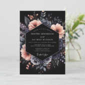 Invitation Noces Slate & Blush Shadowy Bloom (Debout devant)