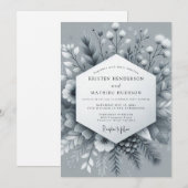 Invitation Noces Slate Frosted Bloom (Devant / Derrière)