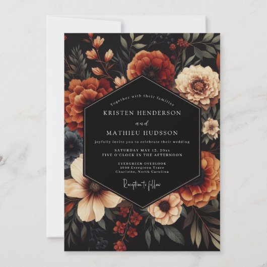 Invitation Noces Terracotta Noir Bloom (Devant)