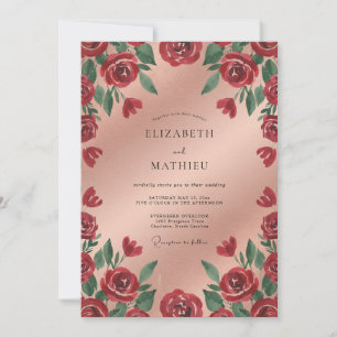 Invitation Noces Vintage Pivoine Écarlate
