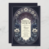 Invitation Nocturne Anémone Floral Art Nouveau Fête des marié (Devant / Derrière)