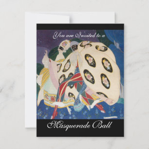INVITATION NOCTURNE AVEC MASQUES, MASQUERADE MARDI GRAS