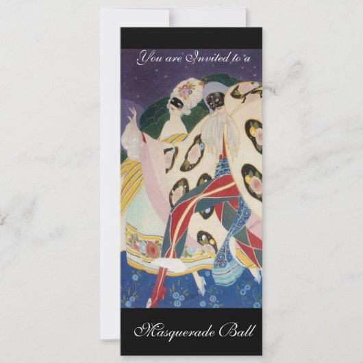 INVITATION NOCTURNE AVEC MASQUES, MASQUERADE MARDI GRAS (Devant)