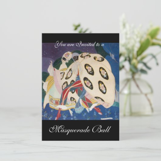 INVITATION NOCTURNE AVEC MASQUES, MASQUERADE MARDI GRAS (Debout devant)