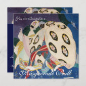 INVITATION NOCTURNE AVEC MASQUES, MASQUERADE MARDI GRAS (Devant / Derrière)