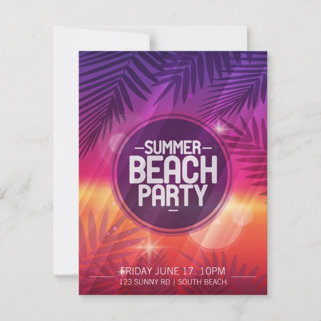 Invitation nocturne de fête de plage d'été (Devant)