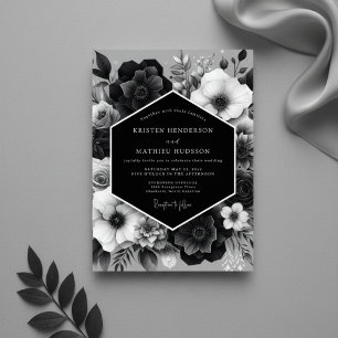 Invitation Nocturne de mariage à fleurs noires