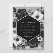 Invitation Nocturne de mariage à fleurs noires (Devant)