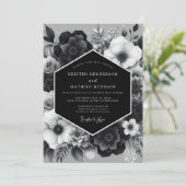 Invitation Nocturne de mariage à fleurs noires (Debout devant)