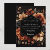 Invitation Nocturne de mariage orange brûlé (Devant / Derrière)
