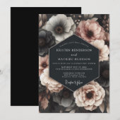 Invitation Nocturne de mariage Rose Charbon (Devant / Derrière)