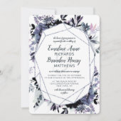 Invitation Nocturne Floral Argent Gem Dusty Blue Mariage (Devant)