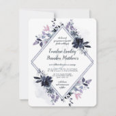 Invitation Nocturne Floral Dusty Blue Diamond Mariage (Devant)