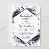 Invitation Nocturne Floral Hexagon Frame Bachelorette (Devant)