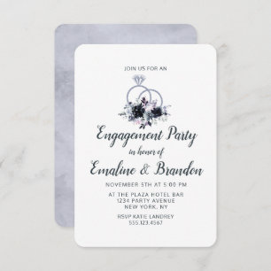 Invitation Nocturne Floral Mariage Bagues