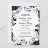 Invitation Nocturne Floral Marine Dusty Mariage frontière ble (Devant)