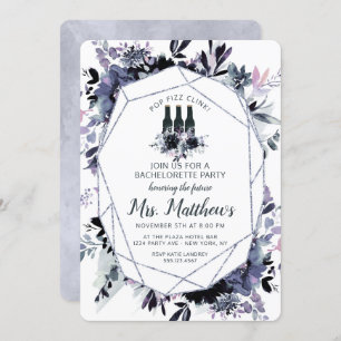 Invitation Nocturne Floral Pop Fizz Clink Bachelorette Party