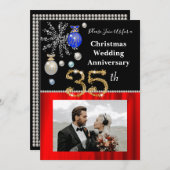 Invitation Noël 35e anniversaire du Mariage Noir & Or (Devant / Derrière)