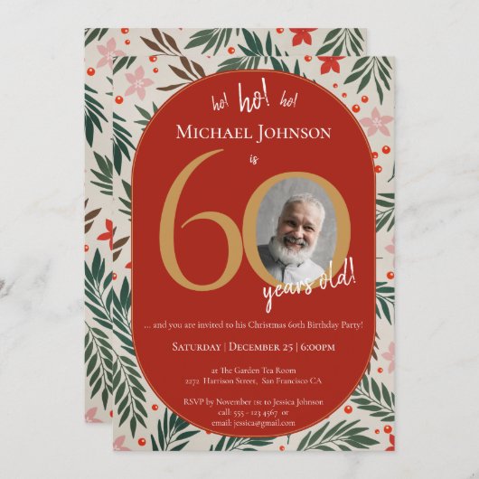 Invitation Noël 60e anniversaire (Devant / Derrière)